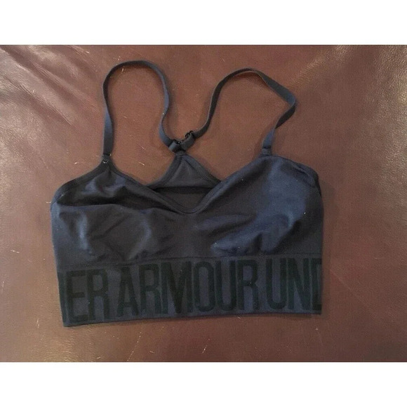 Under armour Sports Bra Top Womens S Small Black Training Workout Gym No Pads - Picture 1 of 3